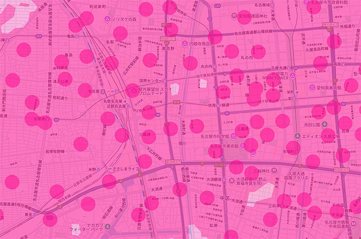 新宿駅周辺のミリ波エリアマップ(楽天モバイル)