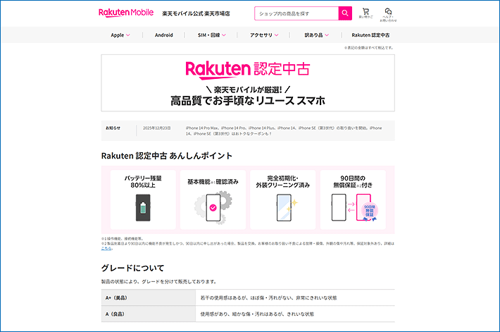 Rakuten認定中古